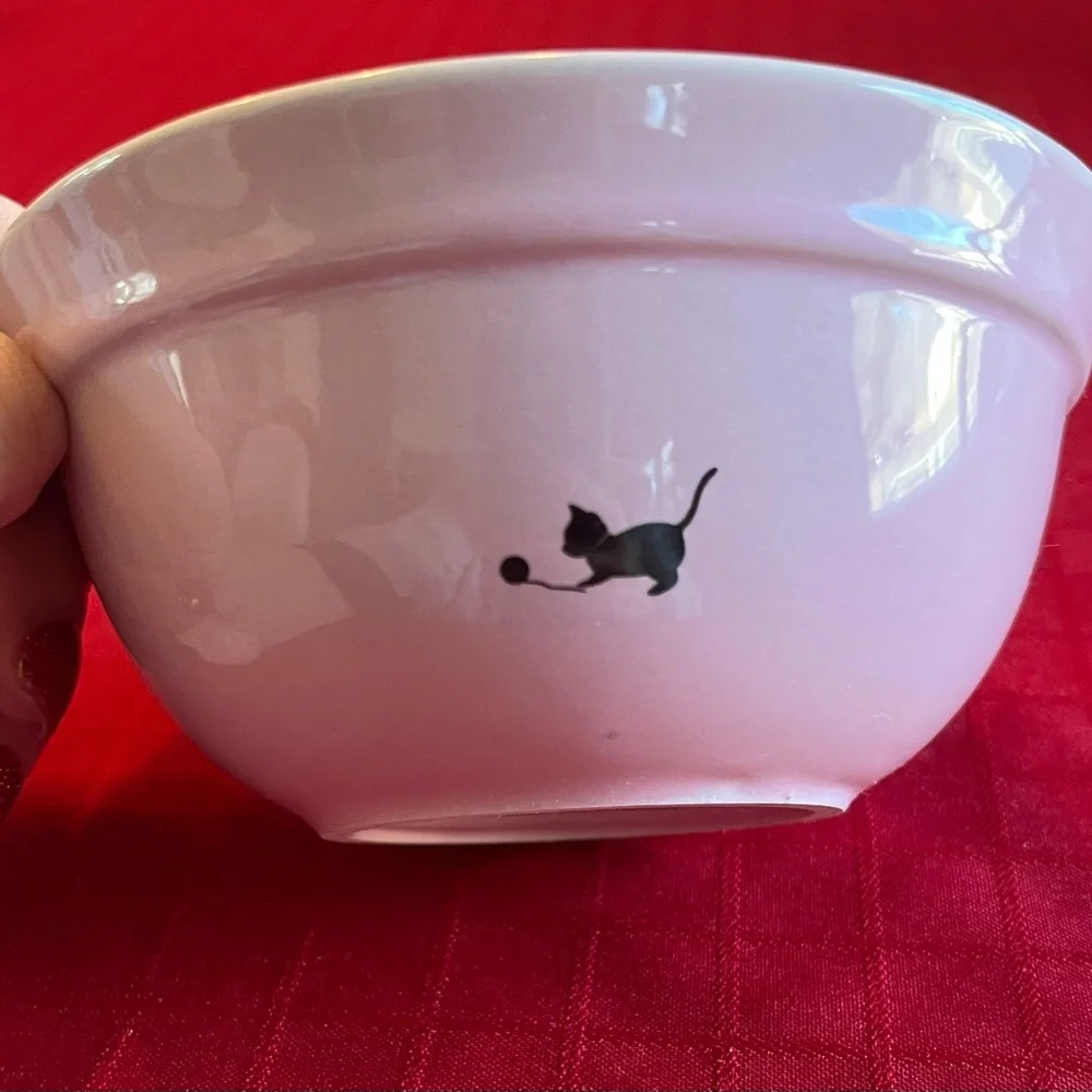 Cat ceramic food water bowl adorable pink by Fido’s Dinner